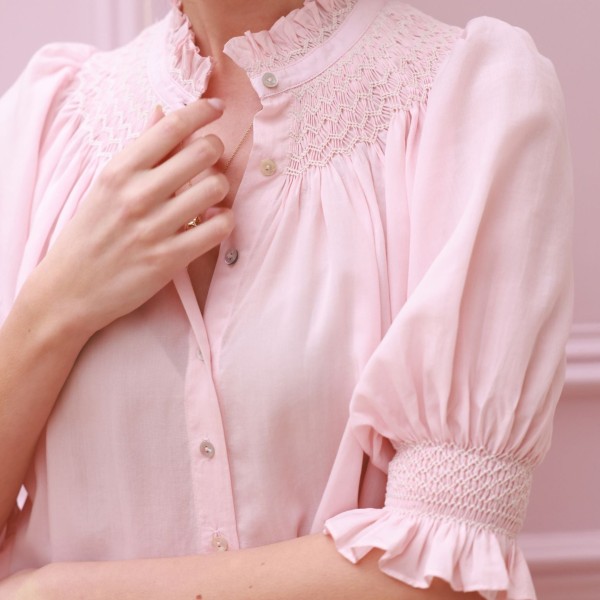 Scholl Summer Blouse Seashell Cotton Voile with Milk Hand Smocking Edition 67