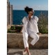 Scholl Women's Summer Blouse White with Sapphire Hand Smocking